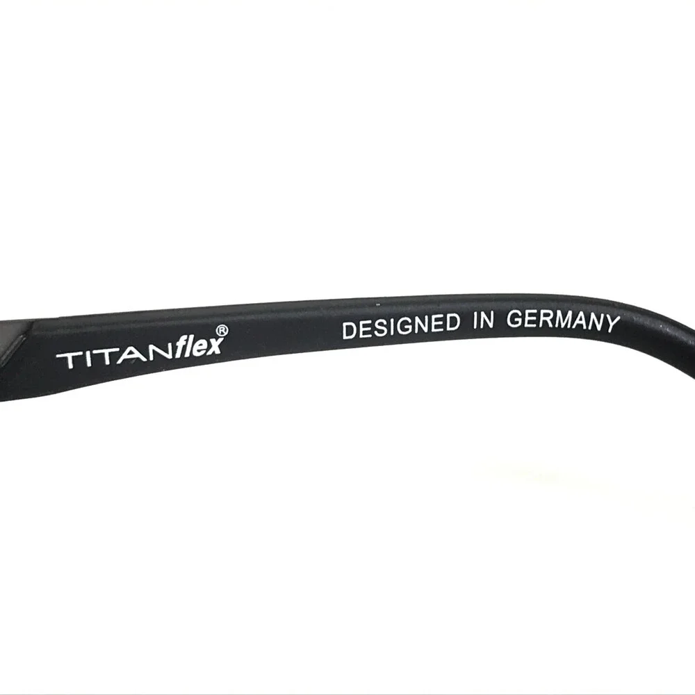 Titanflex Eyeglasses Frames 827019 30/GUN Black Grey Square Half Rim 53-18-140
